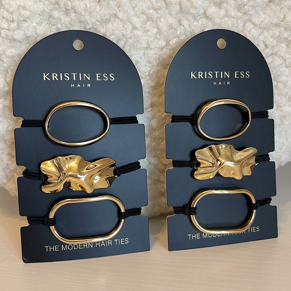 Kristin Ess Modern Hair Ties Bracelet Gold Black NWT (2 Pack)